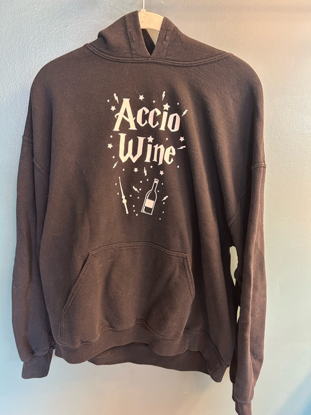 Accio Wine Graphic Harry Potter Hoodie - Black